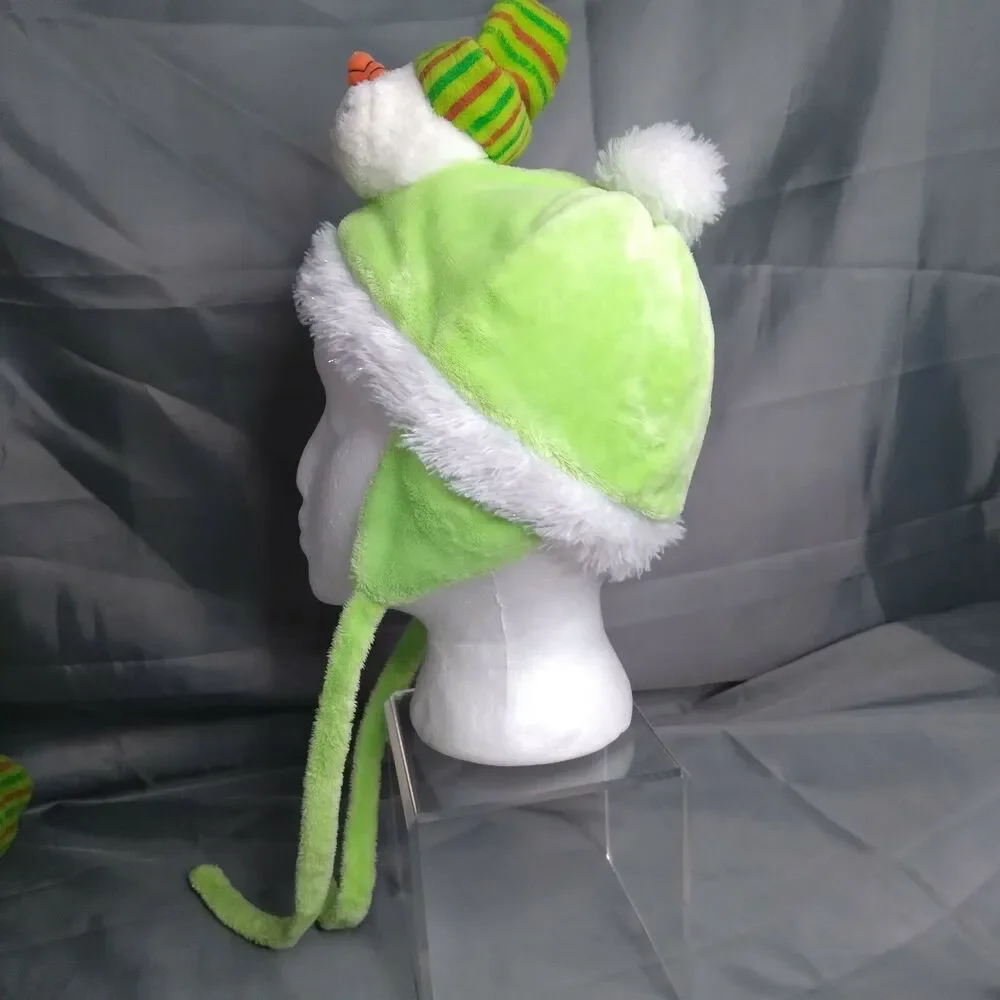 Ganz Snowman Scarf Set Hat Neck Cozy Cuties Green Kids Winter Cap Headwear